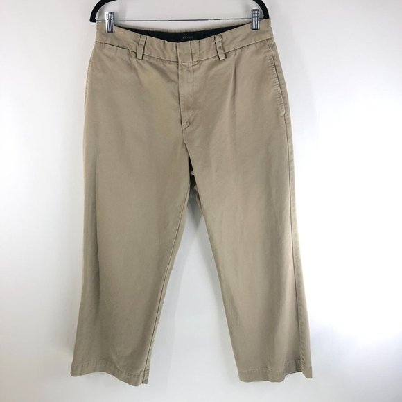Dockers Mens Pants Flat Front Stain Defender Flap Pockets Cotton Beige 34x30 - Picture 1 of 4